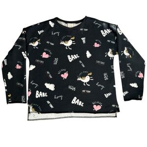 Zara Kids Black Graphic Long Sleeve Sweatshirt 11/12